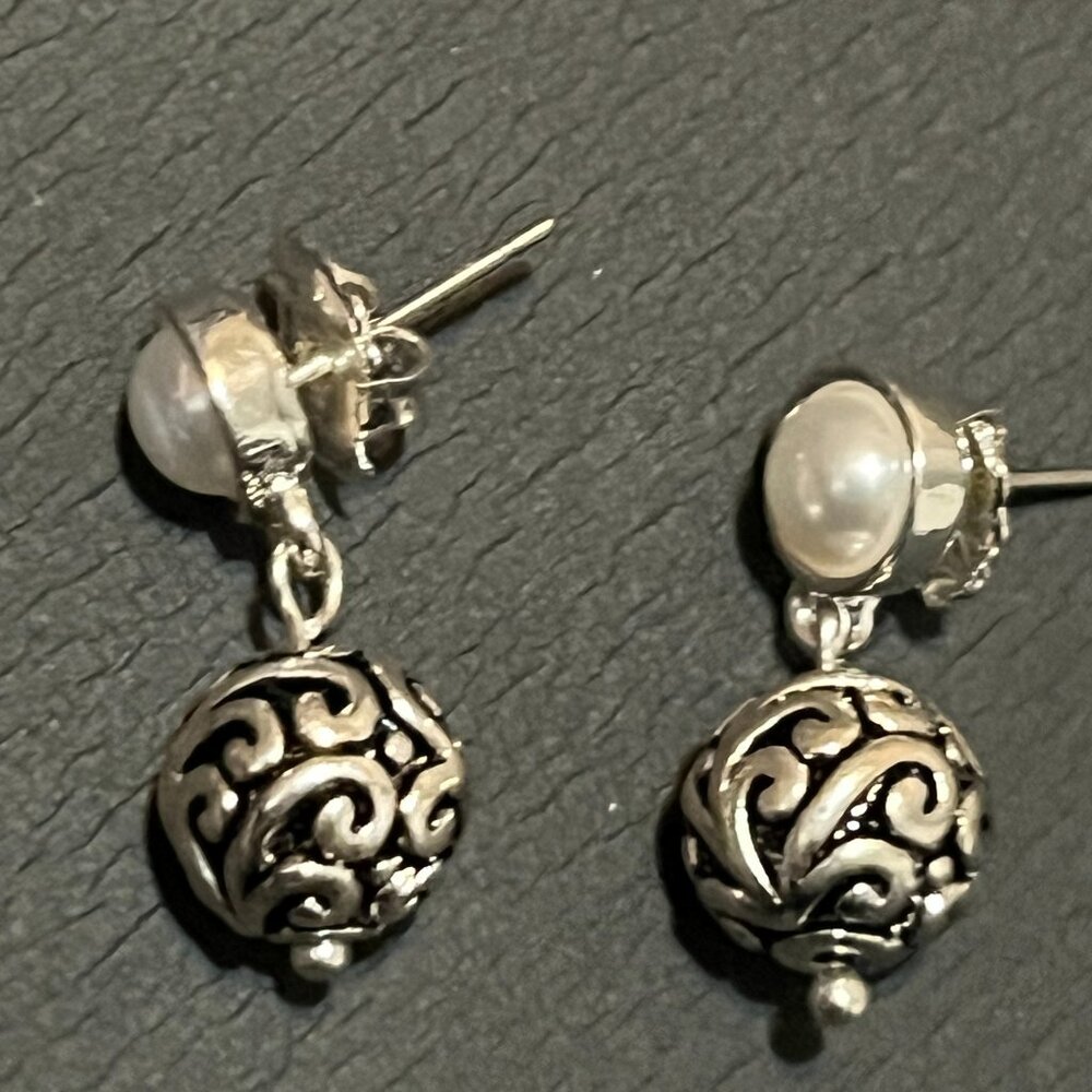 2 pairs STERLING SILVER DANGLE EARRINGS